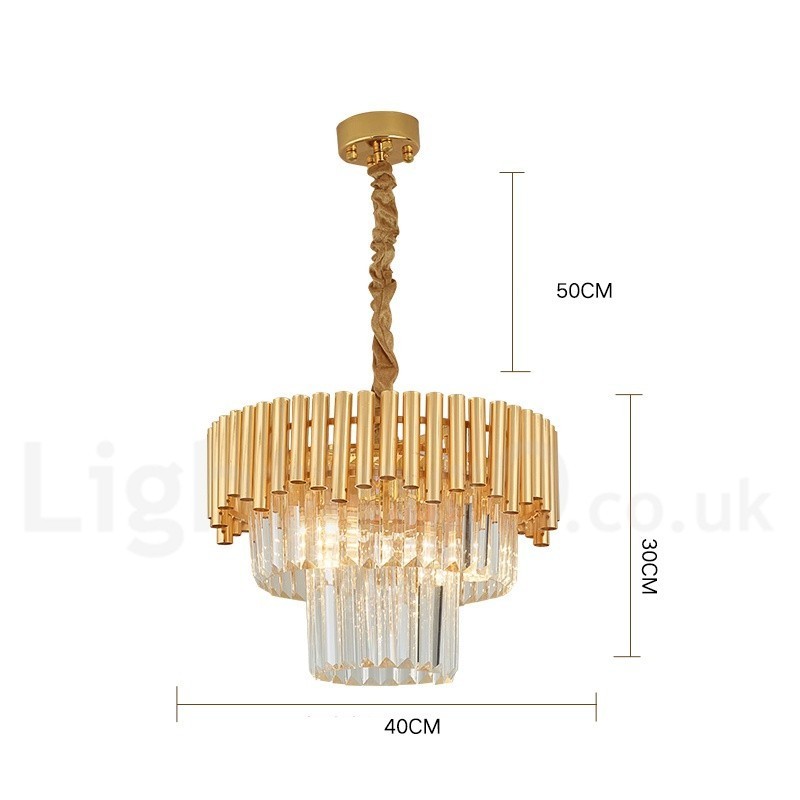 Pós-moderno Ouro Luxo Redondo K9 Cristal Pingente Lustre Luzes Salão de Exposição