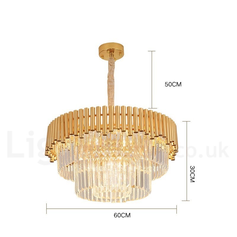 Pós-moderno Ouro Luxo Redondo K9 Cristal Pingente Lustre Luzes Salão de Exposição