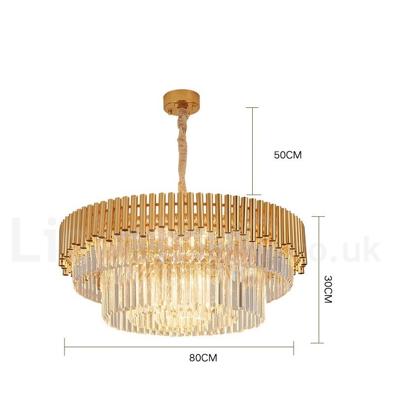 Pós-moderno Ouro Luxo Redondo K9 Cristal Pingente Lustre Luzes Salão de Exposição