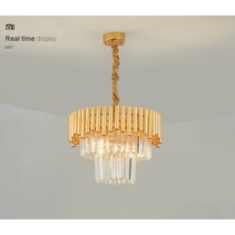 Pós-moderno Ouro Luxo Redondo K9 Cristal Pingente Lustre Luzes Salão de Exposição