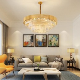 Pós-moderno Ouro Luxo Redondo K9 Cristal Pingente Lustre Luzes Salão de Exposição