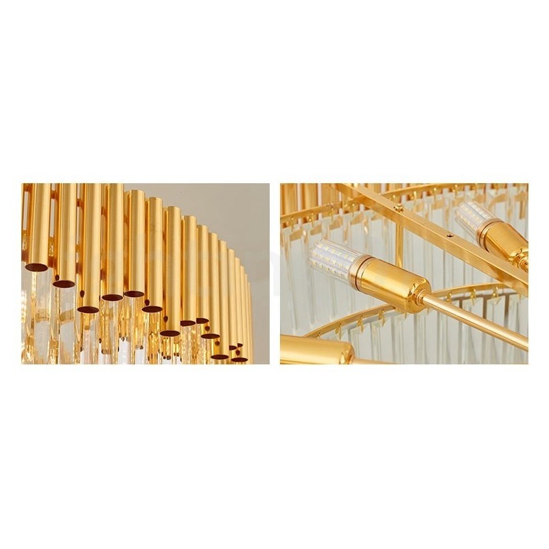 Pós-moderno Ouro Luxo Redondo K9 Cristal Pingente Lustre Luzes Salão de Exposição