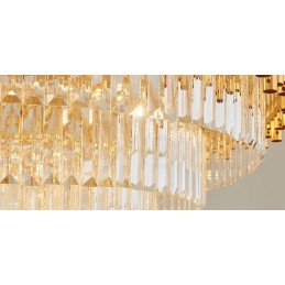 Pós-moderno Ouro Luxo Redondo K9 Cristal Pingente Lustre Luzes Salão de Exposição