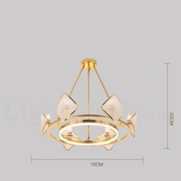 Lustre de cristal K9 redondo de luxo pós-moderno dourado com abajur de acrílico para salão de exposições