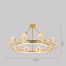 Lustre de cristal K9 redondo de luxo pós-moderno dourado com abajur de acrílico para salão de exposições