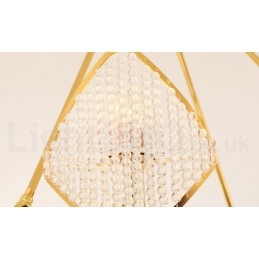 Lustre de cristal K9 redondo de luxo pós-moderno dourado com abajur de acrílico para salão de exposições