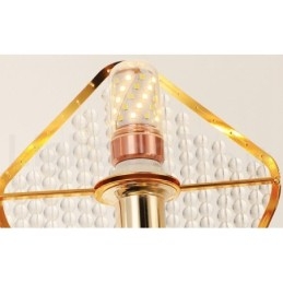 Lustre de cristal K9 redondo de luxo pós-moderno dourado com abajur de acrílico para salão de exposições