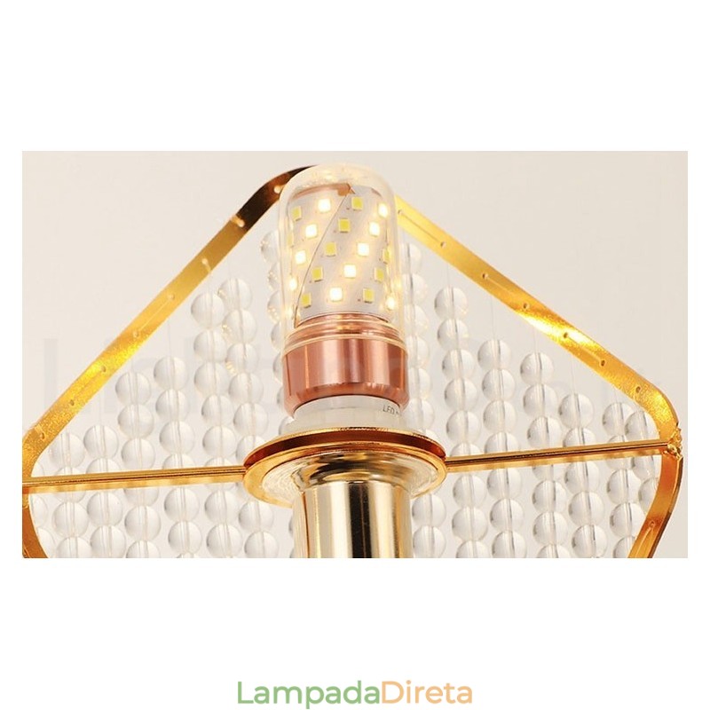 Lustre de cristal K9 redondo de luxo pós-moderno dourado com abajur de acrílico para salão de exposições