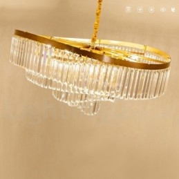Lustre de pingente de cristal K9 redondo de luxo pós-moderno dourado para salão de exposições