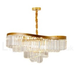 Lustre de pingente de cristal K9 redondo de luxo pós-moderno dourado para salão de exposições