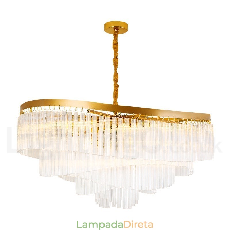 Lustre de pingente de cristal K9 redondo de luxo pós-moderno dourado para salão de exposições