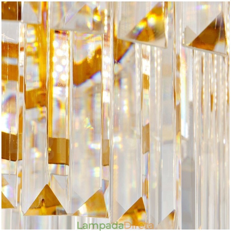 Lustre de pingente de cristal K9 redondo de luxo pós-moderno dourado para salão de exposições