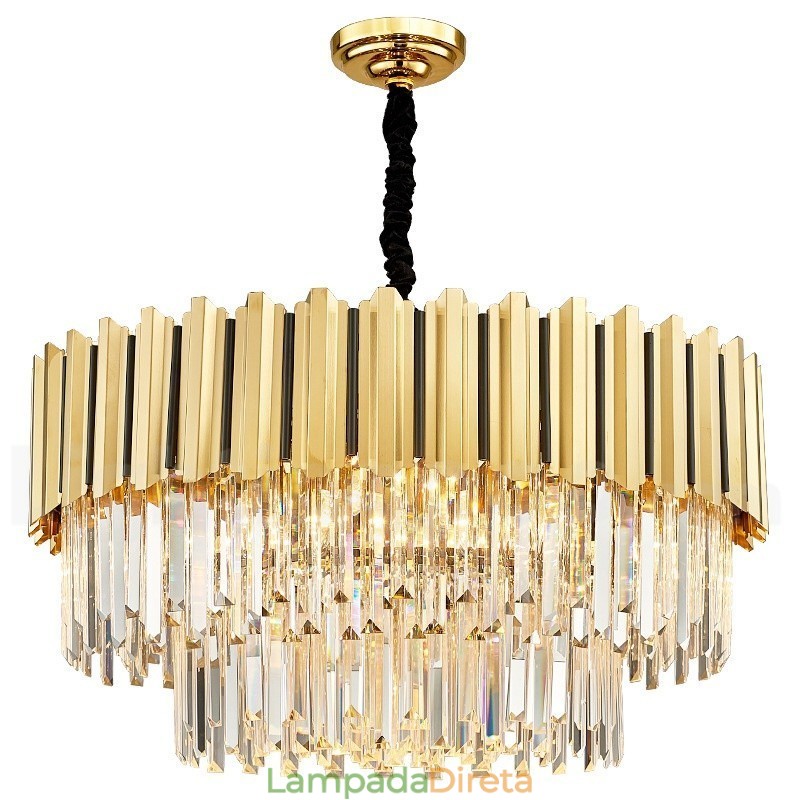 Este ano Luxo Pós-moderno Ouro Redondo K9 Cristal Pingente Lustre Exposição Hall