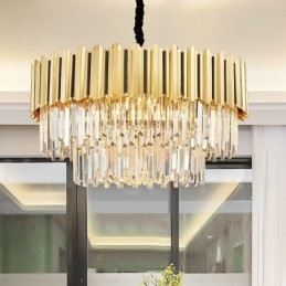 Este ano Luxo Pós-moderno Ouro Redondo K9 Cristal Pingente Lustre Exposição Hall