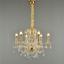 6 Luzes Ouro Prata Estilo Americano Cristal Pingente Lustre Loja de Luzes