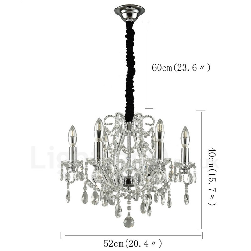 6 Luzes Ouro Prata Estilo Americano Cristal Pingente Lustre Loja de Luzes