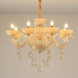 Lustre de cristal champanhe luxuoso com 8 luzes