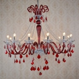Lustre de Cristal Vermelho Vela