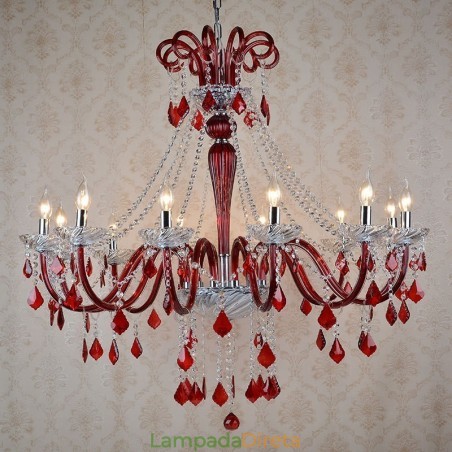 Lustre de Cristal Vermelho Vela Lustre de Cristal Vermelho Vela
