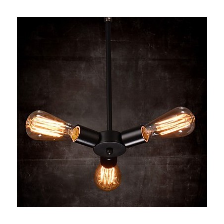 Luminária pendente 3 luzes estilo country ferro forjado