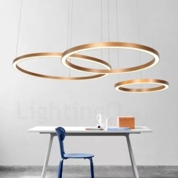 Wi Fi Smart Dimmable Gold Rose Gold Moderno Contemporâneo 3 Anéis Luz Liga de Alumínio Luz Pendente com Sombra de Acrílico
