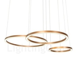 Wi Fi Smart Dimmable Gold Rose Gold Moderno Contemporâneo 3 Anéis Luz Liga de Alumínio Luz Pendente com Sombra de Acrílico