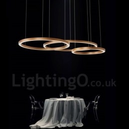Wi Fi Smart Dimmable Gold Rose Gold Moderno Contemporâneo 3 Anéis Luz Liga de Alumínio Luz Pendente com Sombra de Acrílico