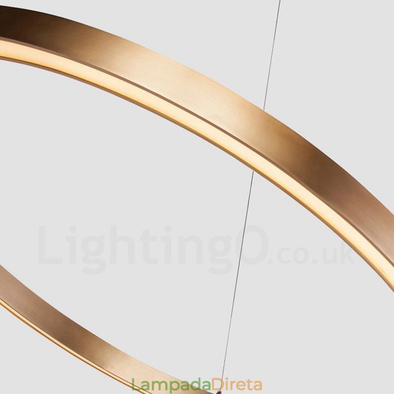 Wi Fi Smart Dimmable Gold Rose Gold Moderno Contemporâneo 3 Anéis Luz Liga de Alumínio Luz Pendente com Sombra de Acrílico