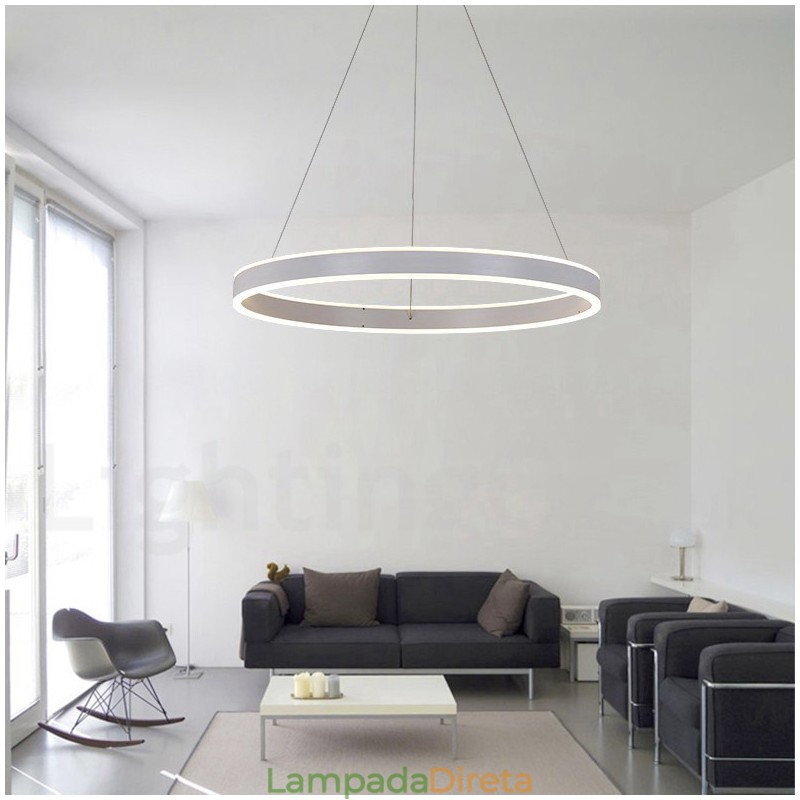1 Anel Duas Tiras Art Deco Pendente Luz 60cm Luz Suspensa