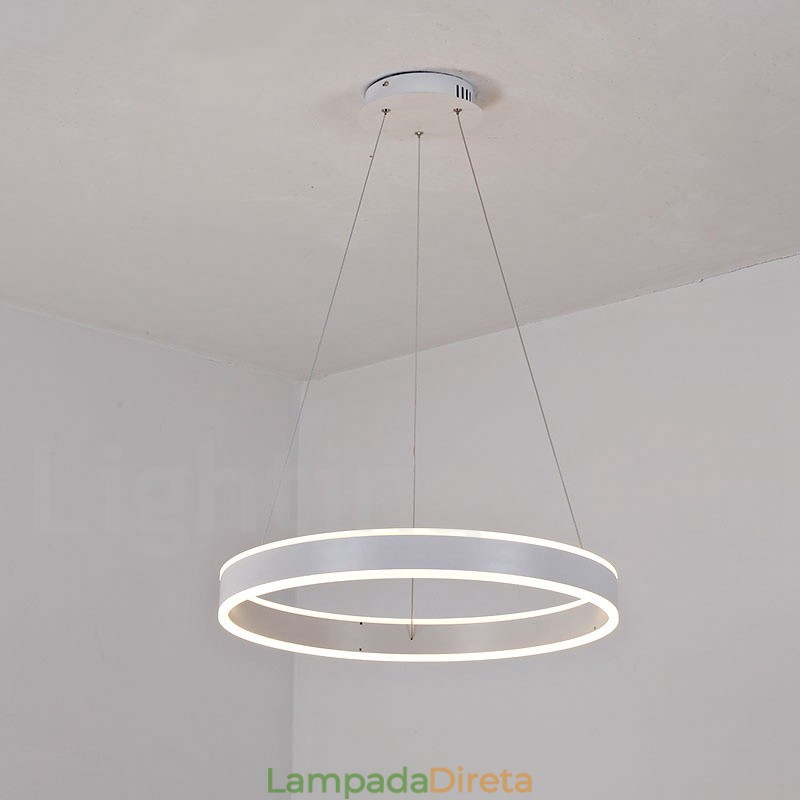 1 Anel Duas Tiras Art Deco Pendente Luz 60cm Luz Suspensa
