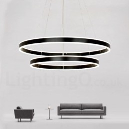Luminária pendente moderna contemporânea com 3 anéis e duas tiras, Wi-Fi inteligente regulável, com abajur de acrílico