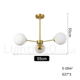 3 Luzes Pure Bronze Norte Europa Bean Chandelier Moderno Metal Moléculas Pendente Luz