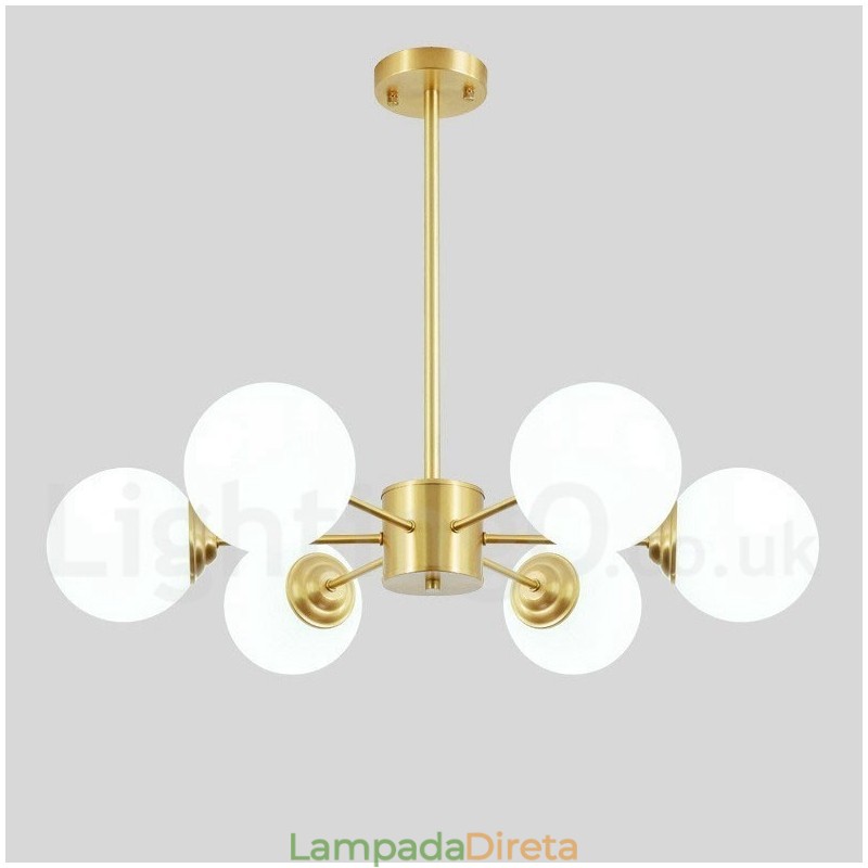 6 Luzes Pure Bronze Northern Europe Bean Chandelier Modern Metal Molecules Pendant Light