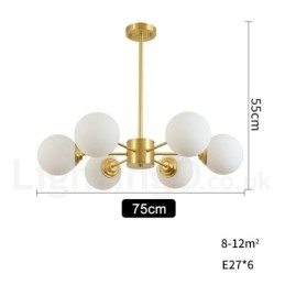6 Luzes Pure Bronze Northern Europe Bean Chandelier Modern Metal Molecules Pendant Light
