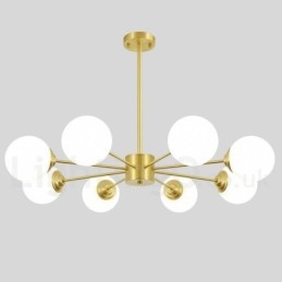 8 Luzes Pure Bronze Norte Europa Bean Chandelier Moderno Metal Moléculas Pendente Luz
