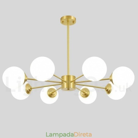 8 Luzes Pure Bronze Norte Europa Bean Chandelier Moderno Metal Moléculas Pendente Luz