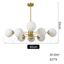 8 Luzes (4+4 Luzes) Duas Camadas Latão Puro Norte da Europa Bean Chandelier Moderno Metal Molecules Pendant Light