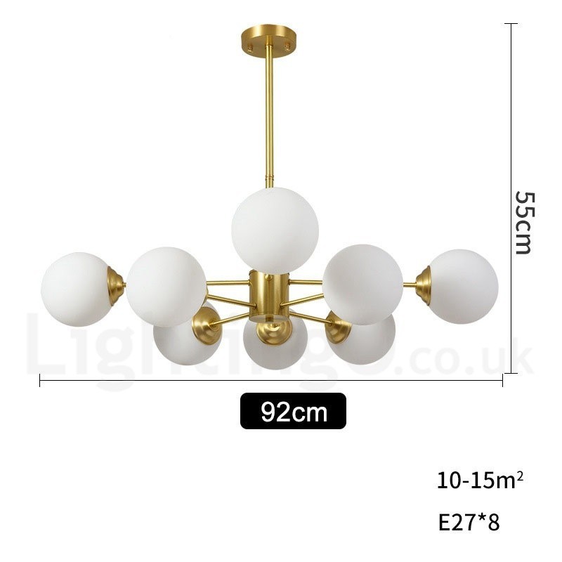 8 Luzes (4+4 Luzes) Duas Camadas Latão Puro Norte da Europa Bean Chandelier Moderno Metal Molecules Pendant Light