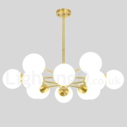 12 Luzes (6+6 Luzes) Duas Camadas Latão Puro Norte da Europa Bean Chandelier Moderno Metal Molecules Pendant Light