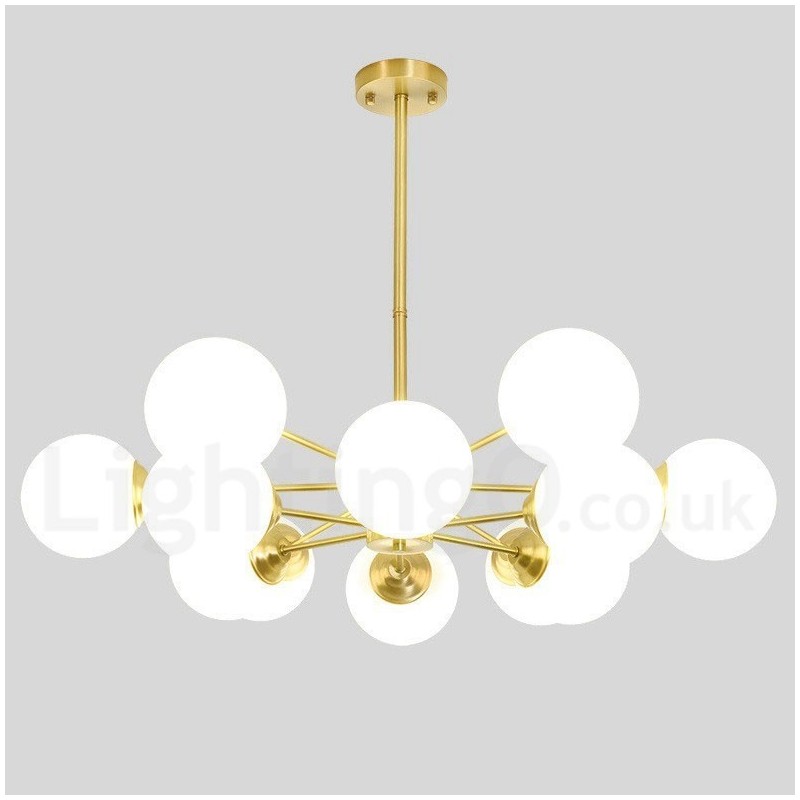 12 Luzes (6+6 Luzes) Duas Camadas Latão Puro Norte da Europa Bean Chandelier Moderno Metal Molecules Pendant Light