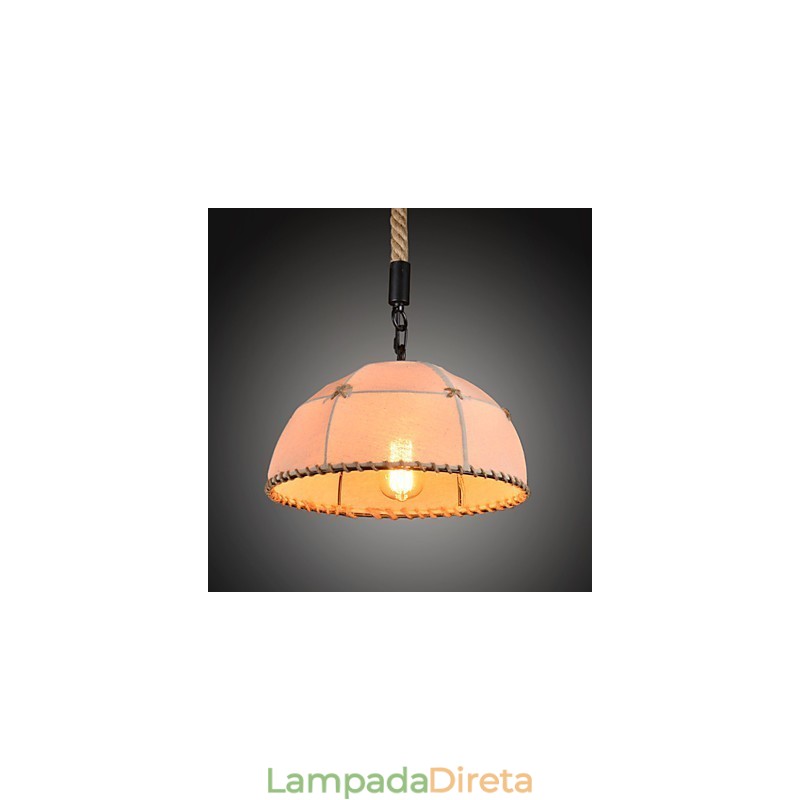Lustre retrô feito à mão em corda de cânhamo estilo campestre industrial
