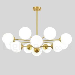 12 Luzes (8+4 Luzes) Duas Camadas Latão Puro Norte da Europa Bean Chandelier Moderno Metal Molecules Pendant Light