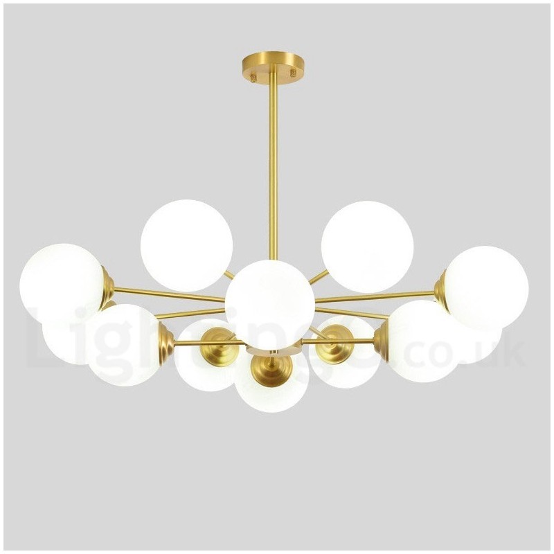 12 Luzes (8+4 Luzes) Duas Camadas Latão Puro Norte da Europa Bean Chandelier Moderno Metal Molecules Pendant Light
