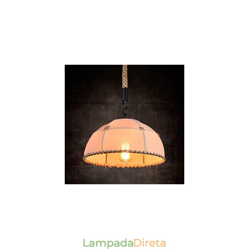 Lustre retrô feito à mão em corda de cânhamo estilo campestre industrial