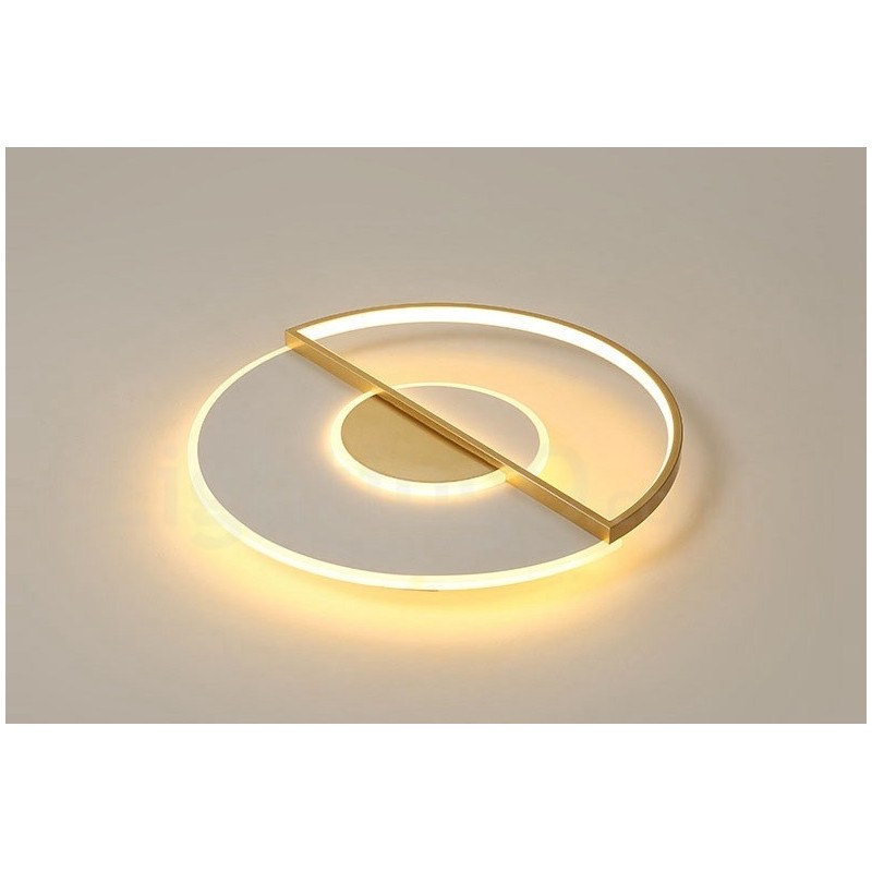 Luminárias de teto embutidas estilo nórdico moderno, ultrafinas e contemporâneas douradas com controle remoto, também podem ser usadas como luminária de parede