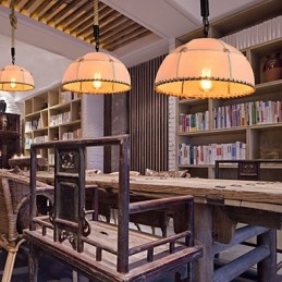 Lustre retrô feito à mão em corda de cânhamo estilo campestre industrial