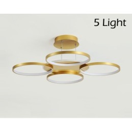 Lustre de teto circular estilo nórdico moderno e contemporâneo dourado com controle remoto também pode ser usado como luz de parede
