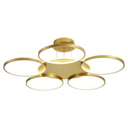 Lustre de teto circular estilo nórdico moderno e contemporâneo dourado com controle remoto também pode ser usado como luz de parede
