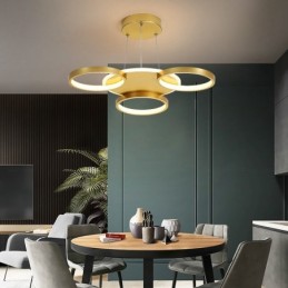 Lustre de teto circular estilo nórdico moderno e contemporâneo dourado com controle remoto também pode ser usado como luz de parede