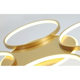 Lustre de teto circular estilo nórdico moderno e contemporâneo dourado com controle remoto também pode ser usado como luz de parede